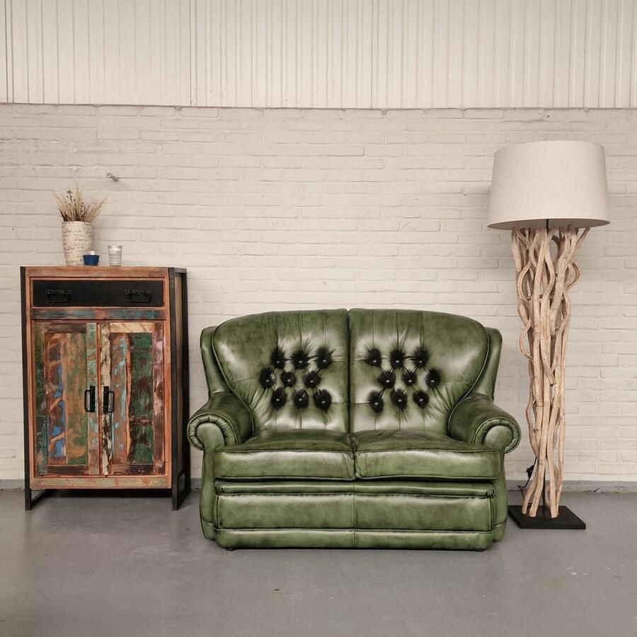 Chesterfield Timeless Haeck 2-Zits Bank – Antiek Groen Leer