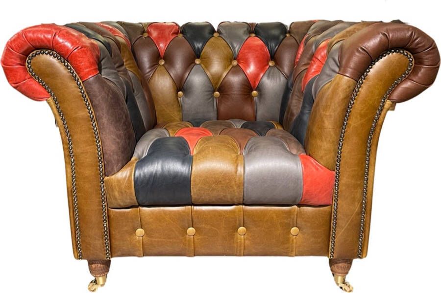 Chesterfield club fauteuil Patchwork Multicolor 100% rundleer
