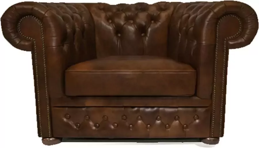 Chesterfield Fauteuil First Class Leer Cloudy Licht Bruin 2 tot 4 weken levertijd