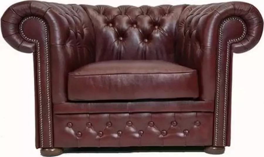 Chesterfield Fauteuil First Class Leer Cloudy Rood 2 tot 4 weken levertijd