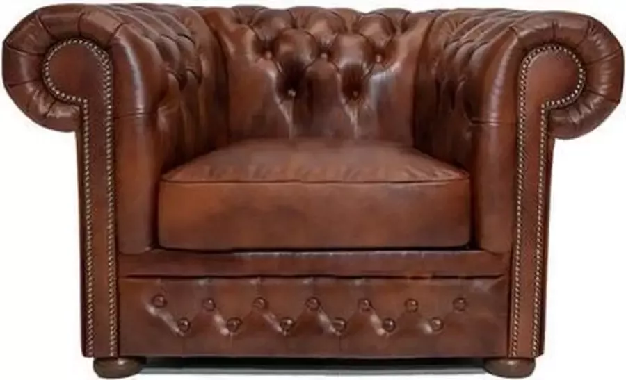 Chesterfield Fauteuil First Class Leer Cloudy oud bruin 2 tot 4 weken levertijd