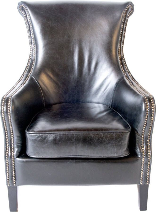 Chesterfield Fauteuil Stoel vintage zwart leer