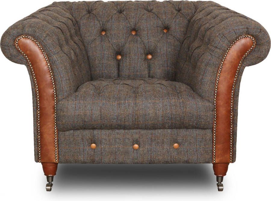 Chesterfield Harris Tweed Candytuft fauteuil club chair