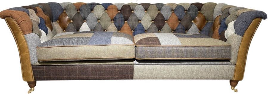 Chesterfield Harris Tweed Chesterfield Patchwork 3 zits bank Harris Tweed schapenwol Stof Multicolor