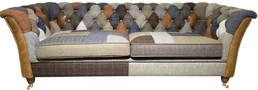 Chesterfield Harris Tweed Chesterfield Patchwork 3 zits bank Harris Tweed schapenwol Stof Multicolor
