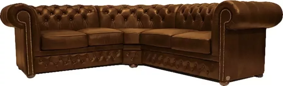 Chesterfield Hoekbank First Class Leer 2 hoek 2 |Cloudy Licht Bruin 2 tot 4 weken levertijd