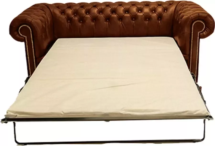 Chesterfield Slaapbank First Class leer 3-zits Cloudy Karamel 2 tot 4 weken levertijd