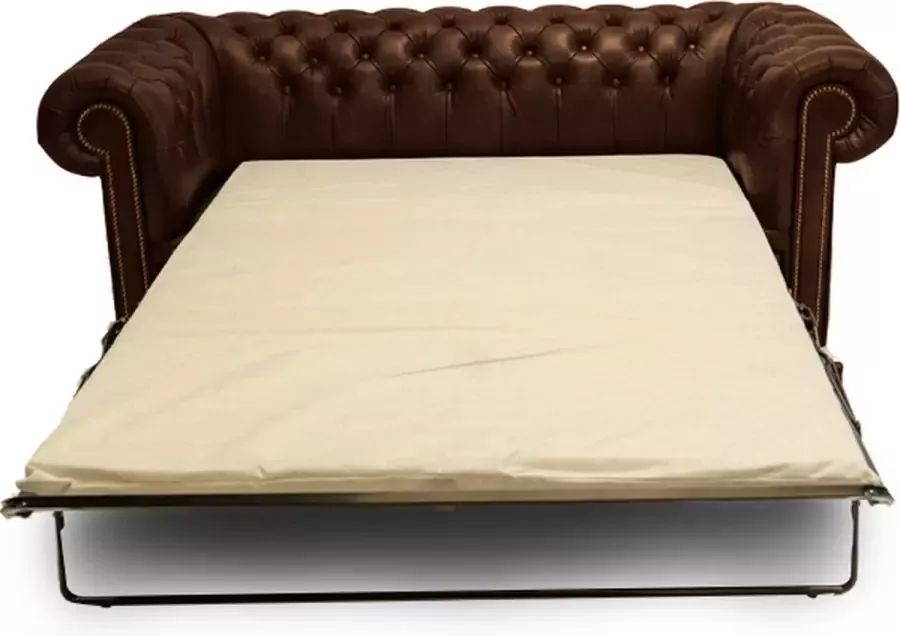 Chesterfield Slaapbank First Class leer 3-zits Cloudy Oud Bruin 2 tot 4 weken levertijd