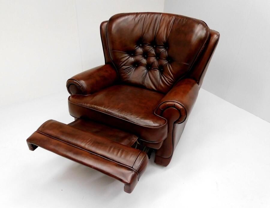 Chesterfieldsite Chesterfield relaxfauteuil New Castle hand verstelbaar Leder Burgundy (Bordo rood)