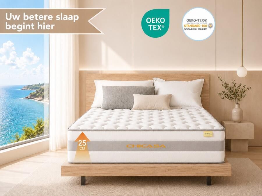 HOMAVO Matras 160x200 cm – 22 cm – Pocketveringmatras – 7-Zones – HR Koudschuim – H3 gemiddelde hardheid – Orthopedisch – OEKO-TEX Gecertificeerd - Foto 2