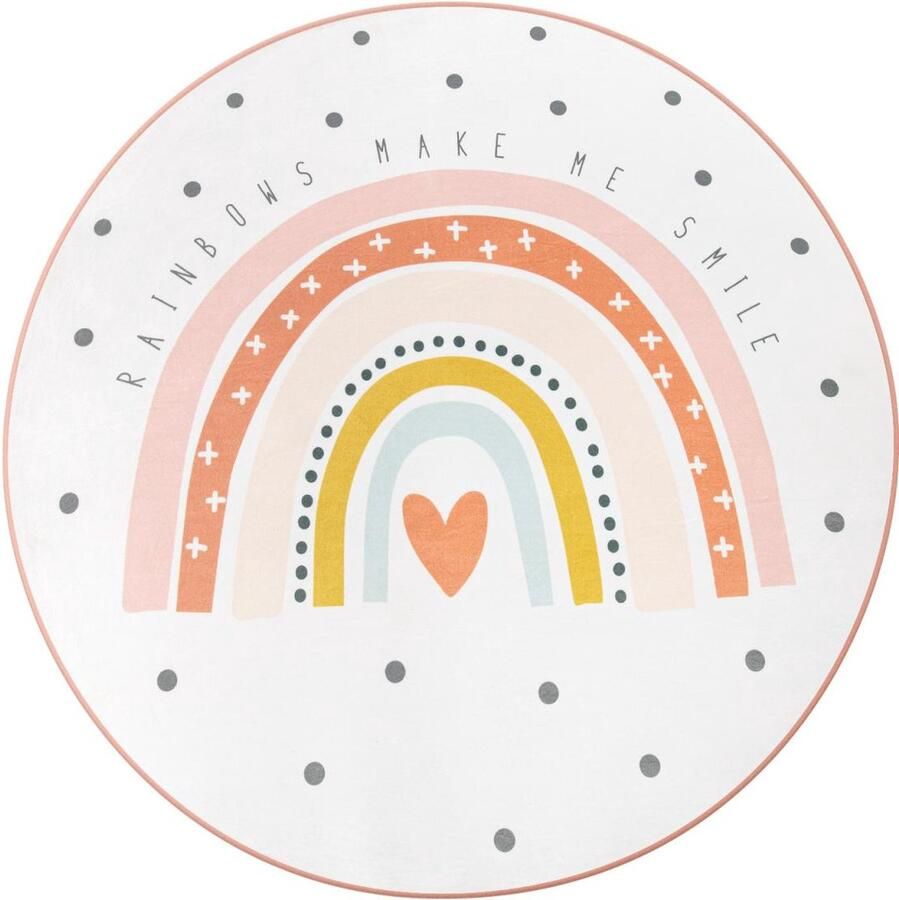 Paco Home Kindervloerkleed Chicos 552 Platweefsel kinderdesign motief regenboog pastelkleuren