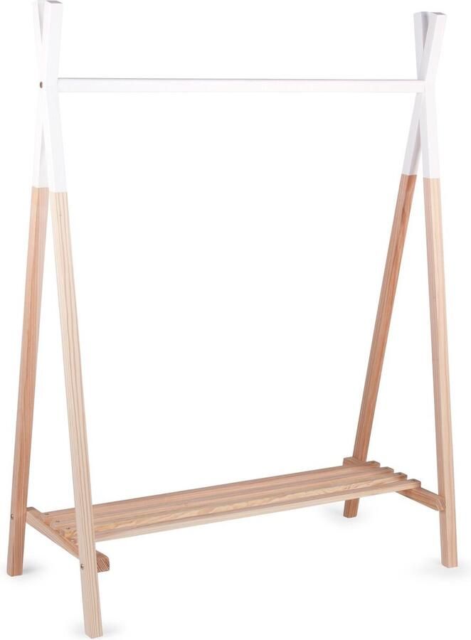 Childhome Tipi Kleerstaander – 107x48x137 cm – Hout – Wit – Avontuurlijk Kledingrek met Schap Kledingrek - Foto 2