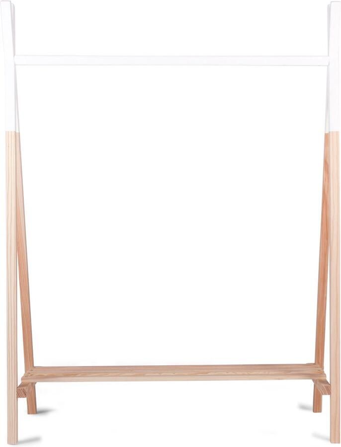 Childhome Tipi Kleerstaander – 107x48x137 cm – Hout – Wit – Avontuurlijk Kledingrek met Schap Kledingrek