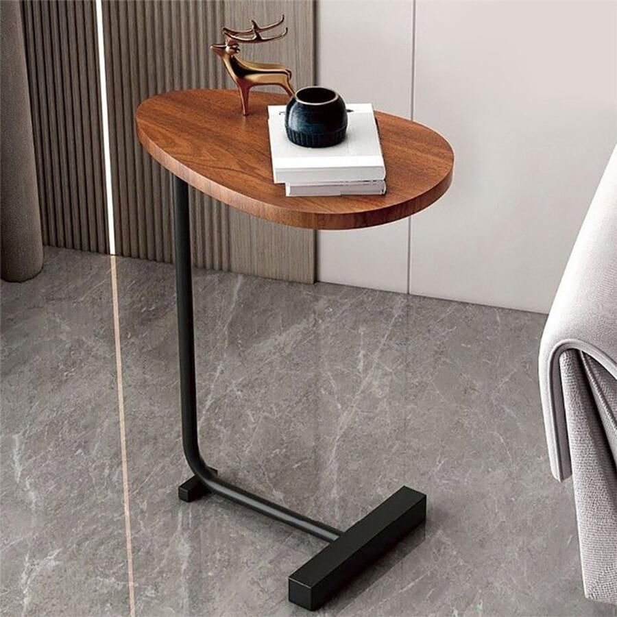 CHIWIN Bijzettafel Woonkamer Bijzettafel Hout Klein Ruimtebesparend C-design Tijdloze Houtlook Gebruik als Laptoptafel Salontafel Snacktafel Nachtkastje Bijzettafeltjes Woonkamer 36 x 30 x 62 cm