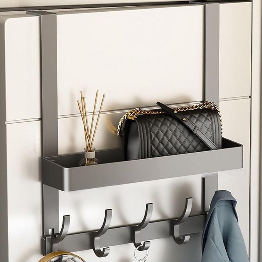 CHIWIN Deurhaak Kapstok Zonder Boren Deurhanger voor Slaapkamer Badkamer Aluminium Stalen Deurkapstok 10kg Draagvermogen Ruimtebesparende Wandkapstok Voor 3 5-4 6cm Deuren