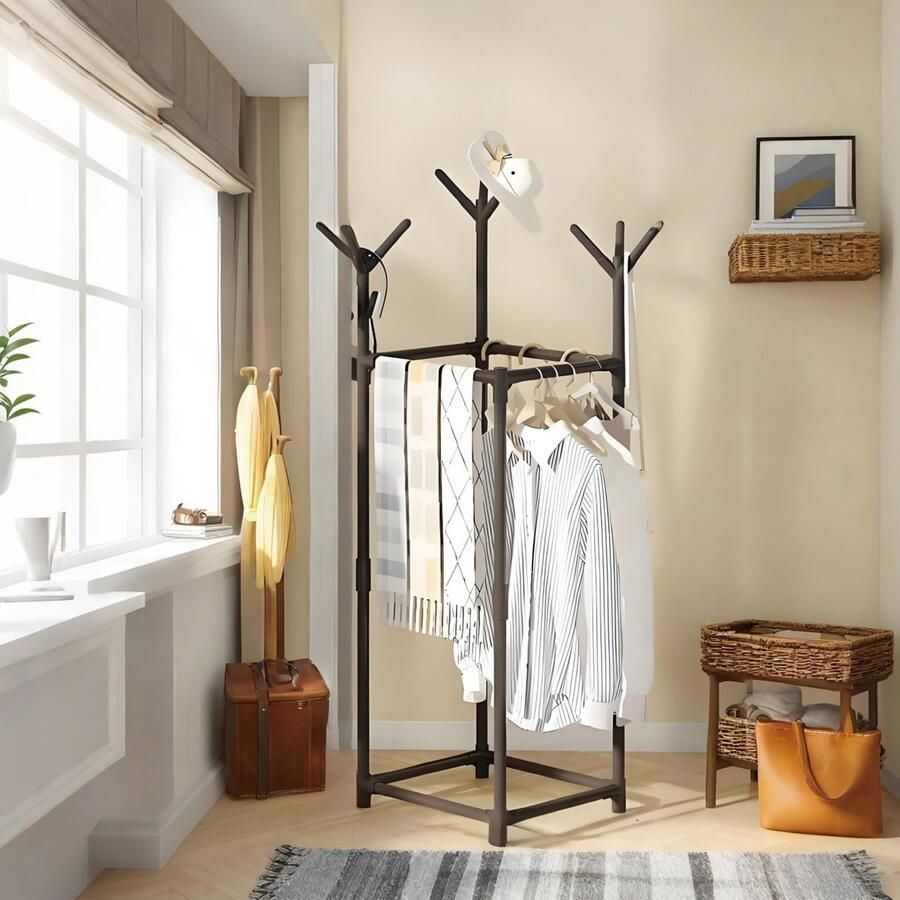 CHIWIN Kapstok Staand – Vrijstaand Kledingrek – Ruimtebesparend Kapstok Voor Hal Slaapkamer – Eenvoudige Montage – 160 cm Hoog Zwart