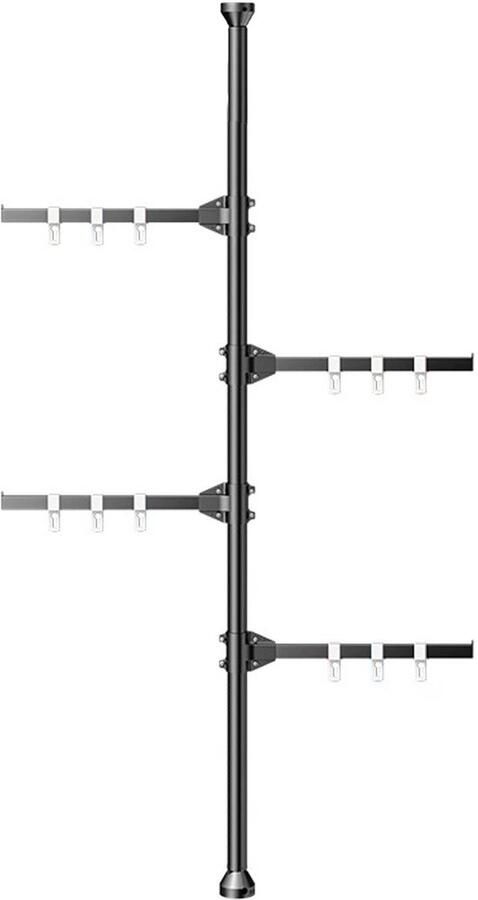 CHIWIN Kledingrek Zonder Boren Kledingrek Uitschuifbaar Stabiel Ruimtebesparend Garderobe 4 Stangen en 12 Haken 296-330cm Verstelbaar Zwart - Foto 2