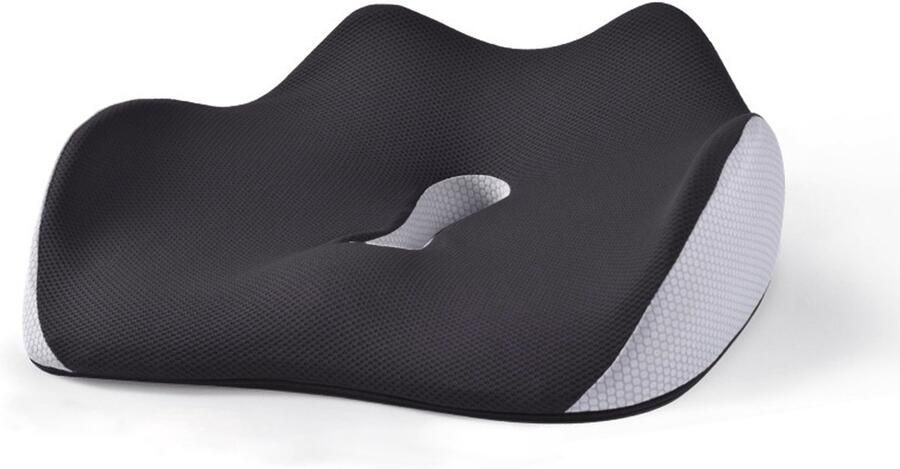 CHIWIN Orthopedisch Zitkussen Ergonomisch Wigkussen van Traagschuim Coccyx Zitkussen voor Rugpijn en Staartbeenpijn Ademend Kussen voor Bureaustoel Auto en Thuis Zwart