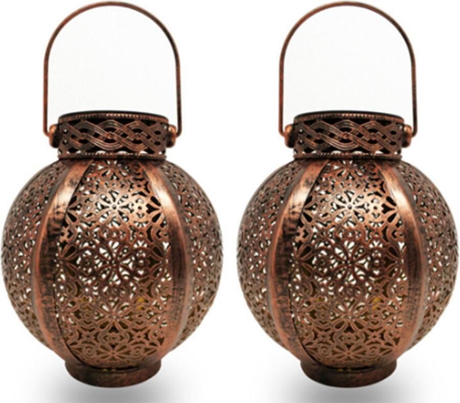 CHIWIN Solar Tuinlampen 2 Stuks Decoratieve LED Lantaarns op Zonne-energie Waterdichte Hanglampen met Handvat voor Buiten Tuin Terras Camping