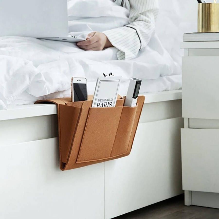 CHPN Bedside pocket Bank organiser Bankorganizer Bruin Opbergzak Nachtkastje Bankopberger