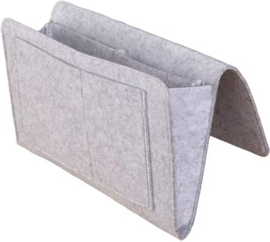 CHPN Bankopberger Bed organizer Grijs opberghoes voor bank of bed Met handige flap Bedside Pocket Tijdschriften Opbergen Vilt Nachtkastje Grijs