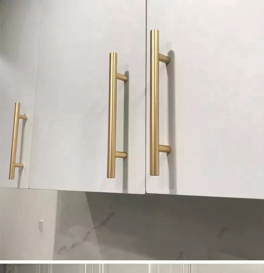 CHPN Keukenkastgreep Goud Metaal 224mm Hartafstand Moderne Ronde Greep Incl. Schroeven Kast Lade Deur- Handgreep Keukenaccessoire