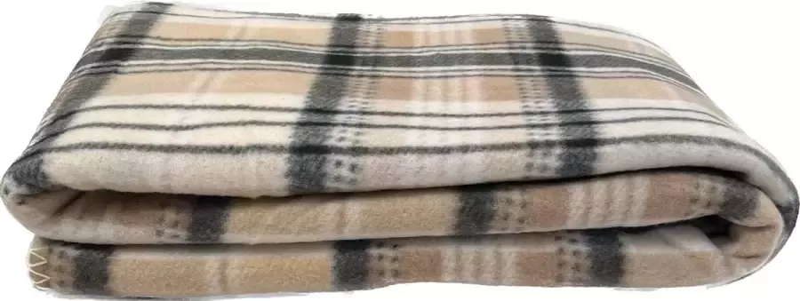 OZ HOME Fleece Deken Ruit 160x200cm – Bruin Wit Zwart – 100% Microfibre Polyester – Zachte TV Deken en Bank Deken – Warmte Plaid Voor Koude Avonden en Comfort in Bed Fleecedeken Ruit