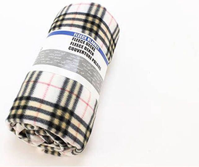 Cinar Fleece Deken (2 Stuks) Ruit 160x200cm Bruin Wit Zwart Rood 100% Microfibre TV Deken Plaid Warmte Deken Voor op de Bank Fleece Blanket Warmth Blanket For the Couch Polyester Bank Deken Blanket Deken