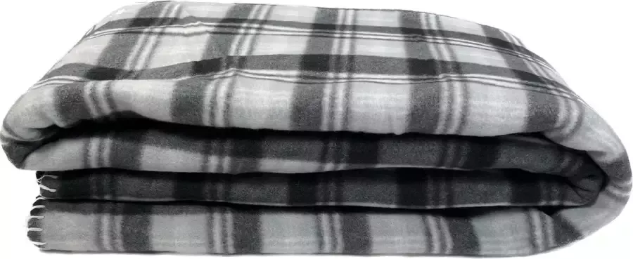 OZ HOME Fleece Deken Ruit 160x200cm – Grijs Zwart – 100% Microfibre Polyester – Zachte TV Deken en Bank Deken – Warmte Plaid Voor Koude Avonden en Comfort in Bed Fleecedeken Ruit