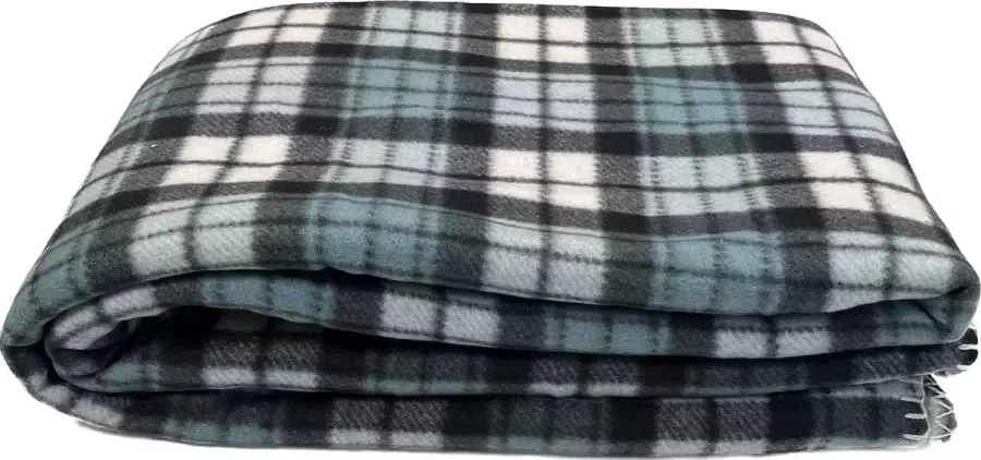 OZ HOME Fleece Deken Ruit 160x200cm – Blauw Zwart Wit – 100% Microfibre Polyester – Zachte TV Deken en Bank Deken – Warmte Plaid Voor Koude Avonden en Comfort in Bed Fleecedeken Ruit