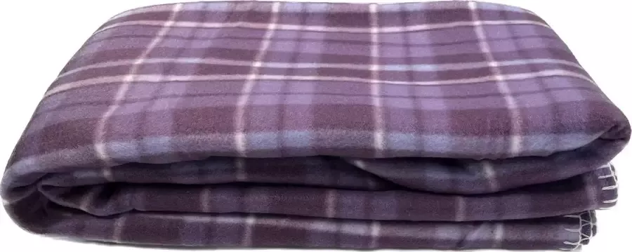 OZ HOME Fleece Deken Ruit 160x200cm – Lila Wit – 100% Microfibre Polyester – Zachte TV Deken en Bank Deken – Warmte Plaid Voor Koude Avonden en Comfort in Bed Fleecedeken Ruit