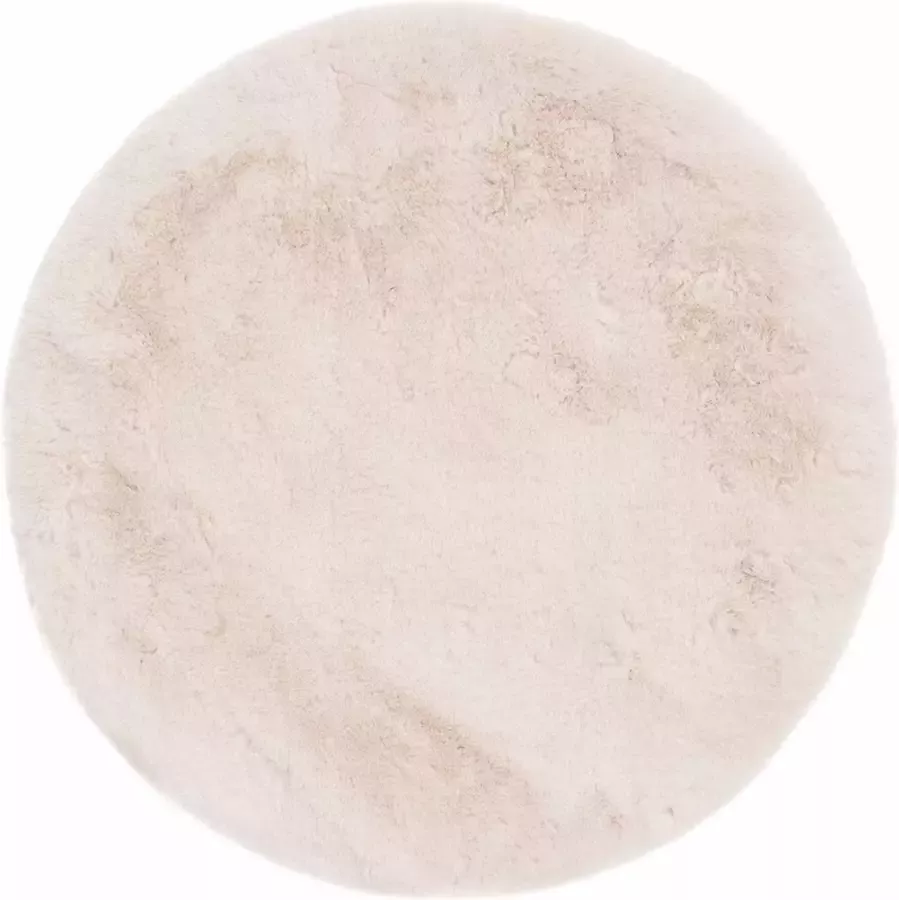 Feminine Fluffy Tapijt Rond Ø 160 cm Beige EXTRA Zacht Vloerkleed Tapijten Woonkamer Slaapkamer Kerstcadeau