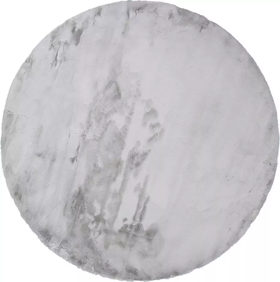 Feminine Fluffy Tapijt Rond Ø 160 cm Lichtgrijs EXTRA Zacht Vloerkleed Tapijten Woonkamer Slaapkamer Kerstcadeau