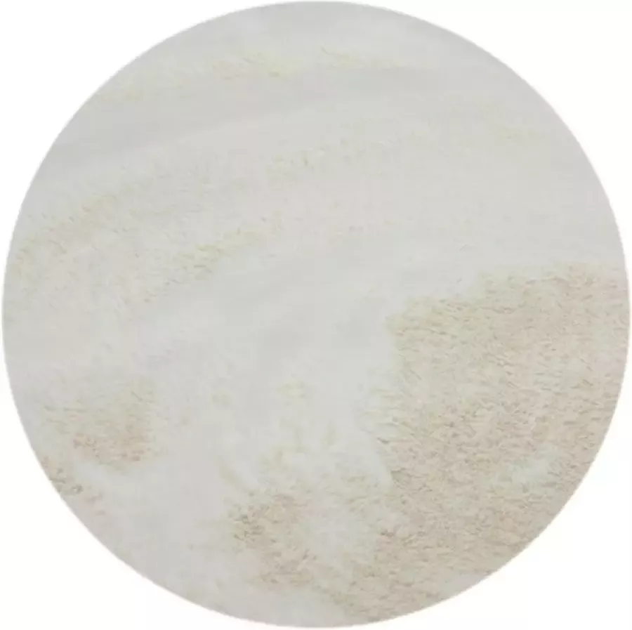 Cinar Fluffy Tapijt Round Ø 80 cm Creme EXTRA Zacht Vloerkleed Tapijten Woonkamer Slaapkamer Kerstcadeau