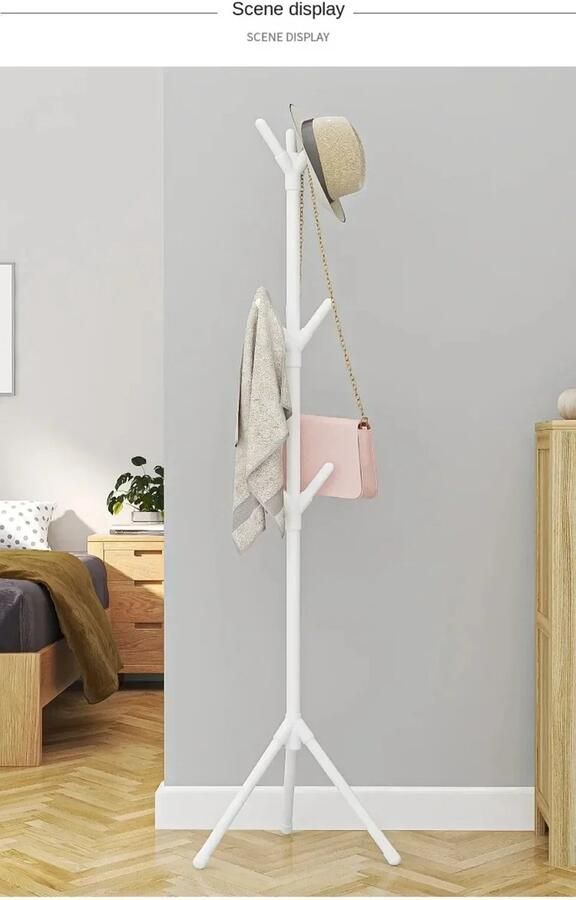 Cissé Kapstok staand Kapstok Modern Zwart Wit 9 Haken Kunststof Anti Slip