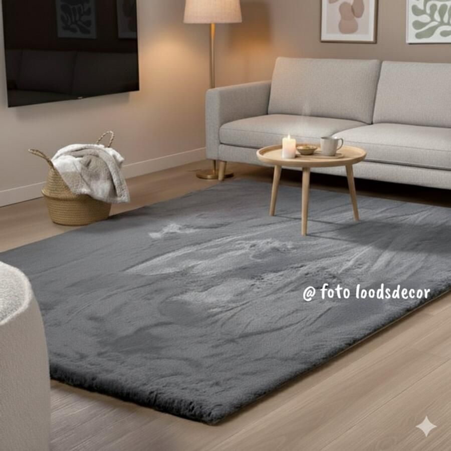 CIta Fluffy Tapijt 160x230 cm Donker Grijs Antraciet EXTRA Zacht Vloerkleed Tapijten Woonkamer Slaapkamer Kerstcadeau