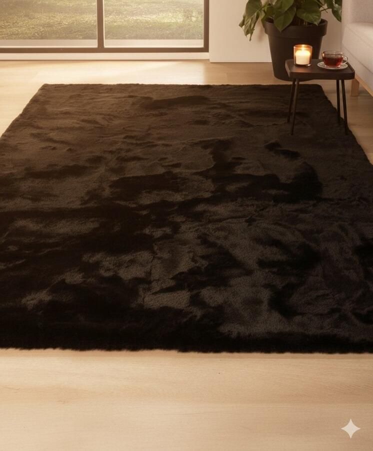 CIta Fluffy Tapijt 160x230 cm zwart t EXTRA Zacht Vloerkleed Tapijten Woonkamer Slaapkamer Kerstcadeau