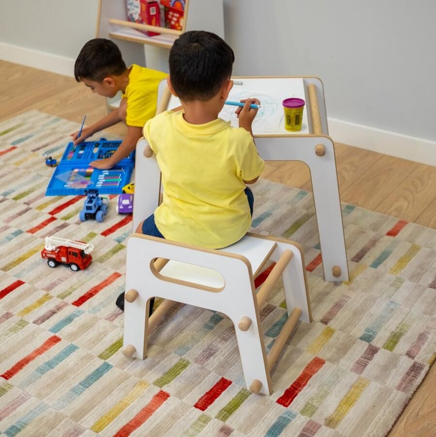 City of Wood Montessori houten kinderbureau met balk – functioneel en stijlvol om aan te leren