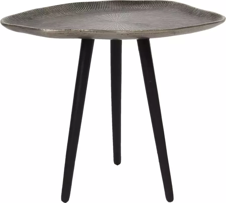 Clayre & Eef Bijzettafel 37*31*36 cm Zilverkleurig Aluminium Side table Tafeltje