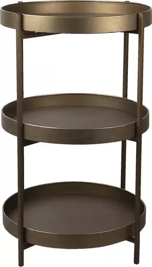 Clayre & Eef Bijzettafel Ø 52x80 Cm Koperkleurig Metaal Rond Side Table Tafeltje Koperkleurig Side Table Tafeltje - Foto 2