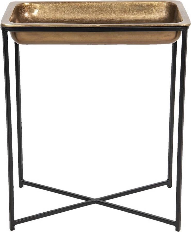 Clayre & Eef Bijzettafel 53x54x62 cm Koperkleurig Aluminium Rechthoek Side table Tafeltje Koperkleurig Side table