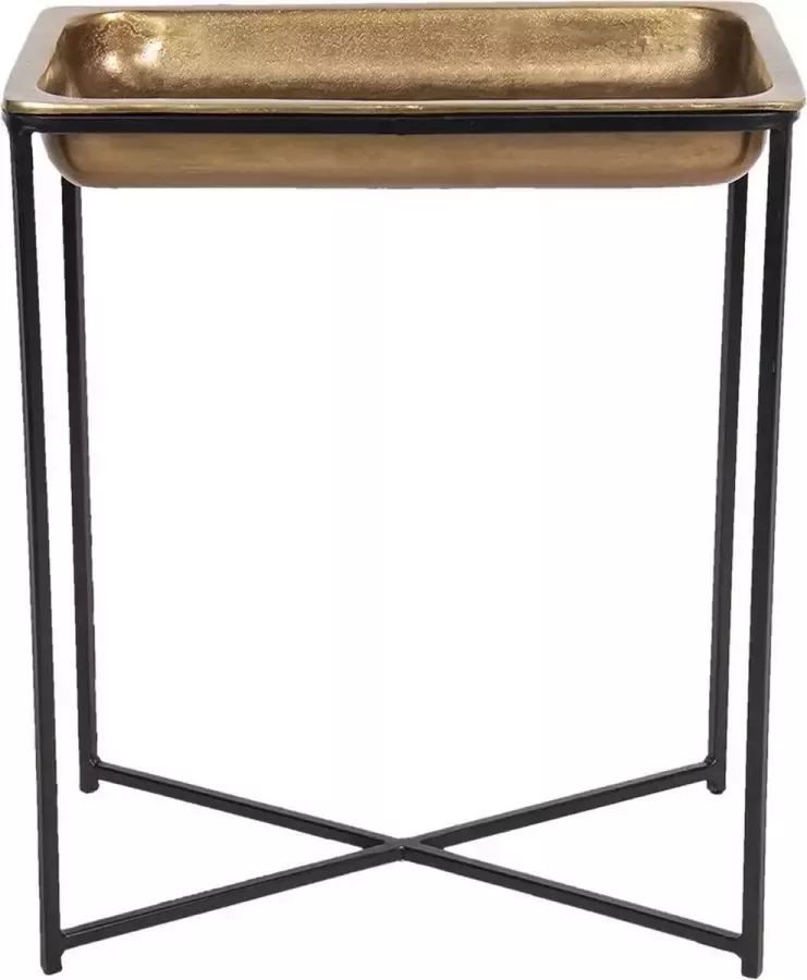 Clayre & Eef Bijzettafel 53x54x62 cm Koperkleurig Aluminium Rechthoek Side table Tafeltje Koperkleurig Side table - Foto 1