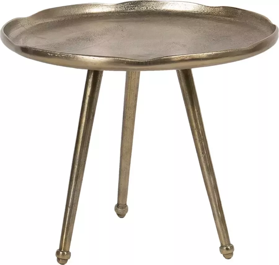 Clayre & Eef Bijzettafel Ø 59x45 cm Goudkleurig Aluminium Rond Side table Tafeltje Goudkleurig Side table Tafeltje