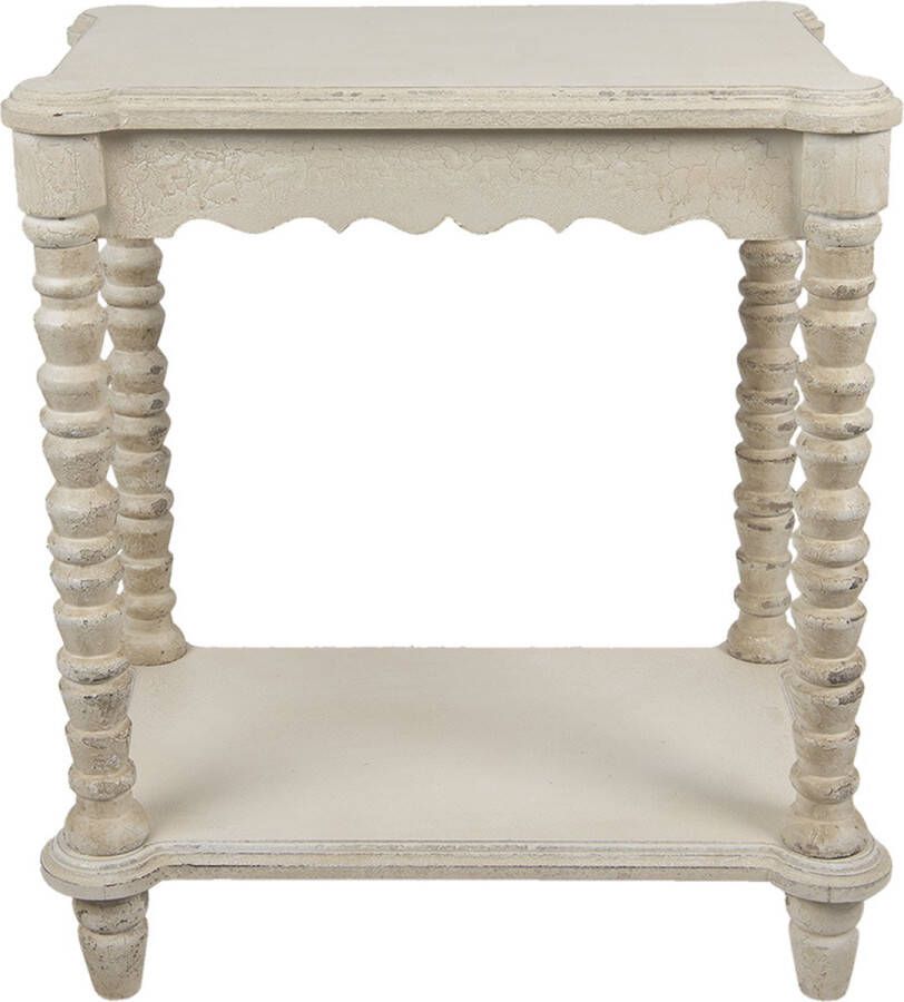 Clayre & Eef Bijzettafel 60x40x70 cm Wit Hout Rechthoek Side table Tafeltje Wit Side table Tafeltje - Foto 2
