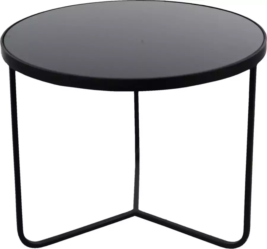 Clayre & Eef Bijzettafel Ø 60x45 cm Zwart Aluminium Rond Side table Tafeltje Zwart Side table Tafeltje - Foto 1