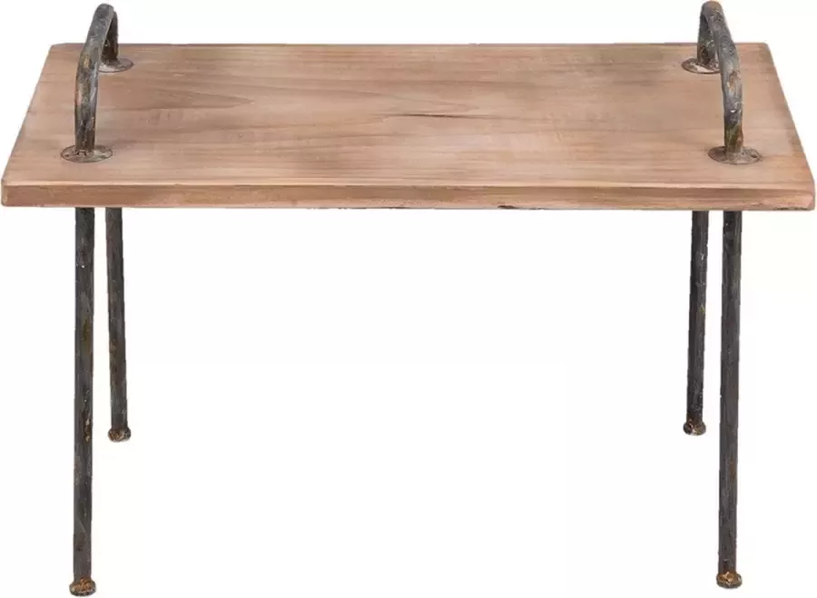 Clayre & Eef Bijzettafel 66x35x48 cm Bruin Hout Ijzer Rechthoek Side table Tafeltje - Foto 1