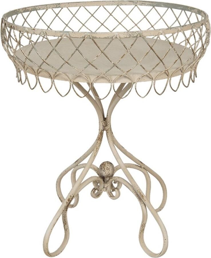 Clayre & Eef Bijzettafel Ø 55x65 cm Beige Ijzer Rond Side table Tafeltje