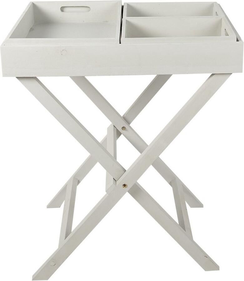 Clayre & Eef Bijzettafel 60x40x73 cm Grijs Hout Tafeltje