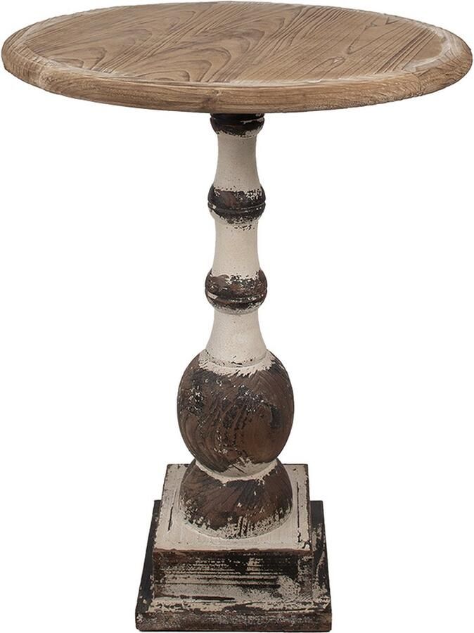 Clayre & Eef Bijzettafel Ø 62x81 cm Bruin Hout Rond