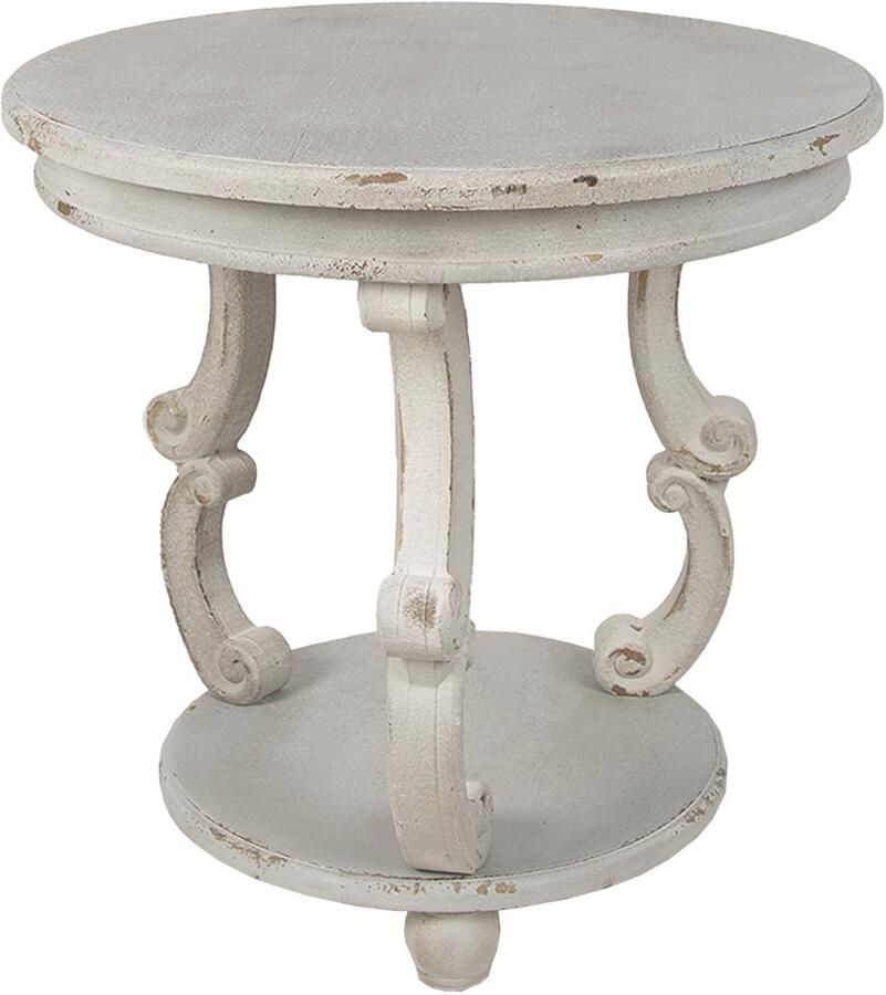 Clayre & Eef Bijzettafel Ø 66x64 cm Grijs Hout Rond Plantentafel Grijs Plantentafel